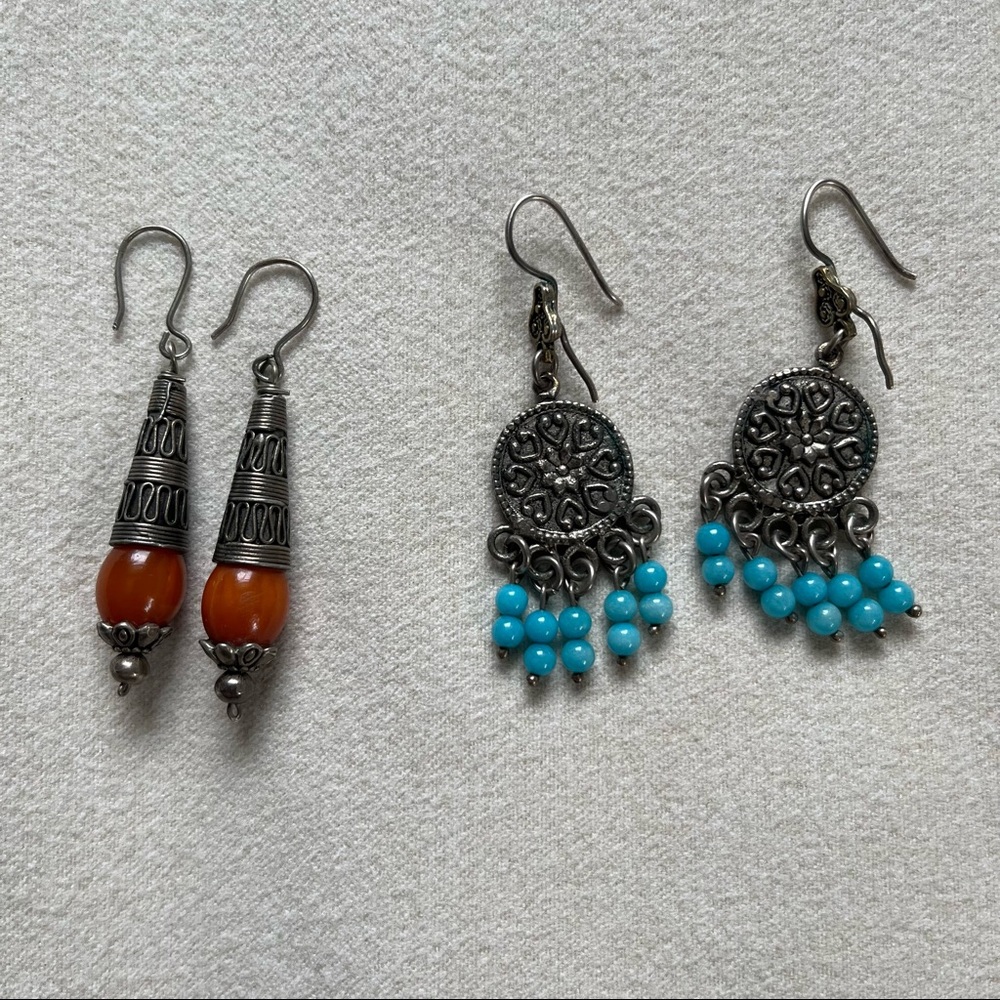 Set of Two Pairs of Syrian Silver Earrings